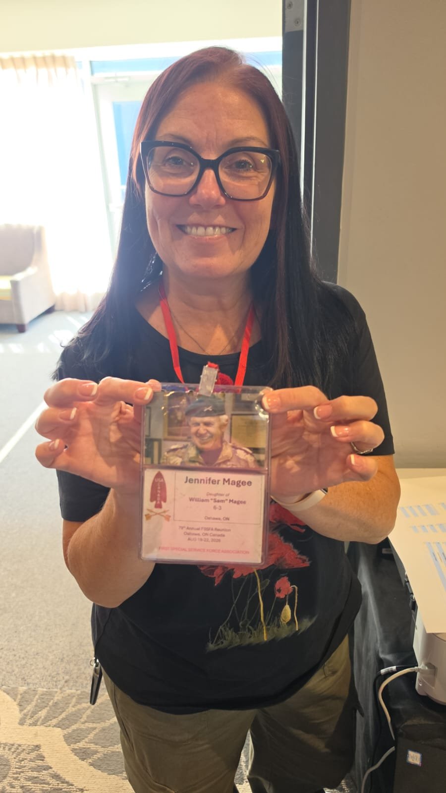 Reunion guest with FSSF Association badge