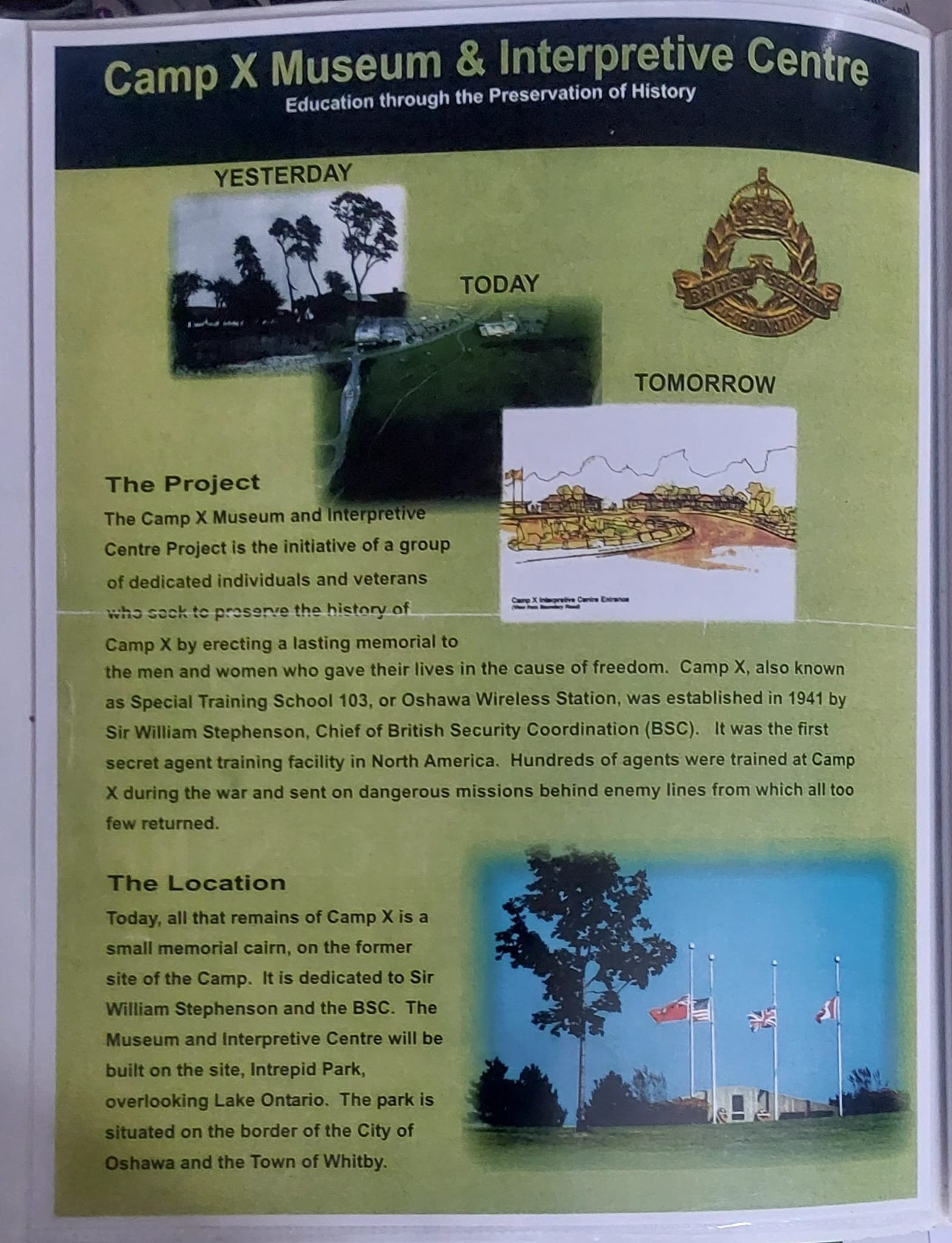 Camp X Museum and Interpretive Centre brochure