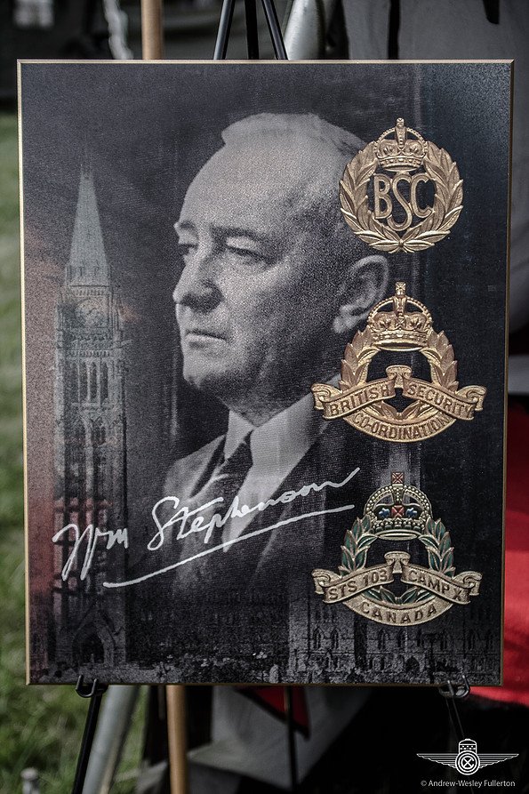 Portrait of Sir William Stephenson with British Security Coordination badges