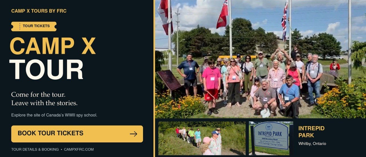 Camp X tour group at Intrepid Park